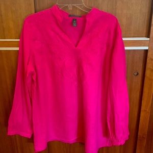 Women’s Size 1X Hot Pink Ralph Lauren Long Sleeved Linen Blouse.